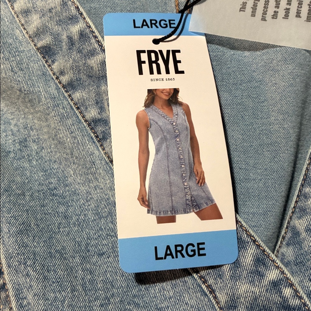Frye Women's Light Blue Denim Mini Dress sz L NWT - Picture 9 of 12